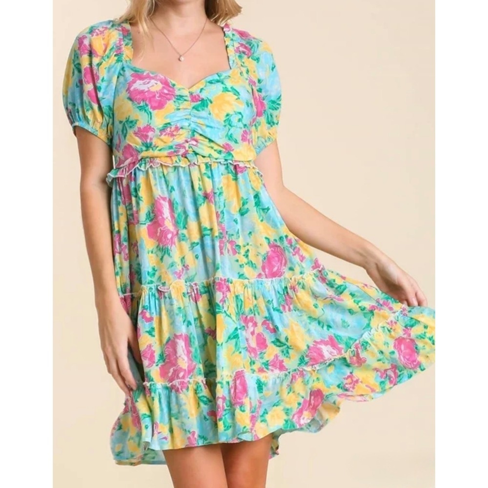 Umgee Floral Mini Dress SM